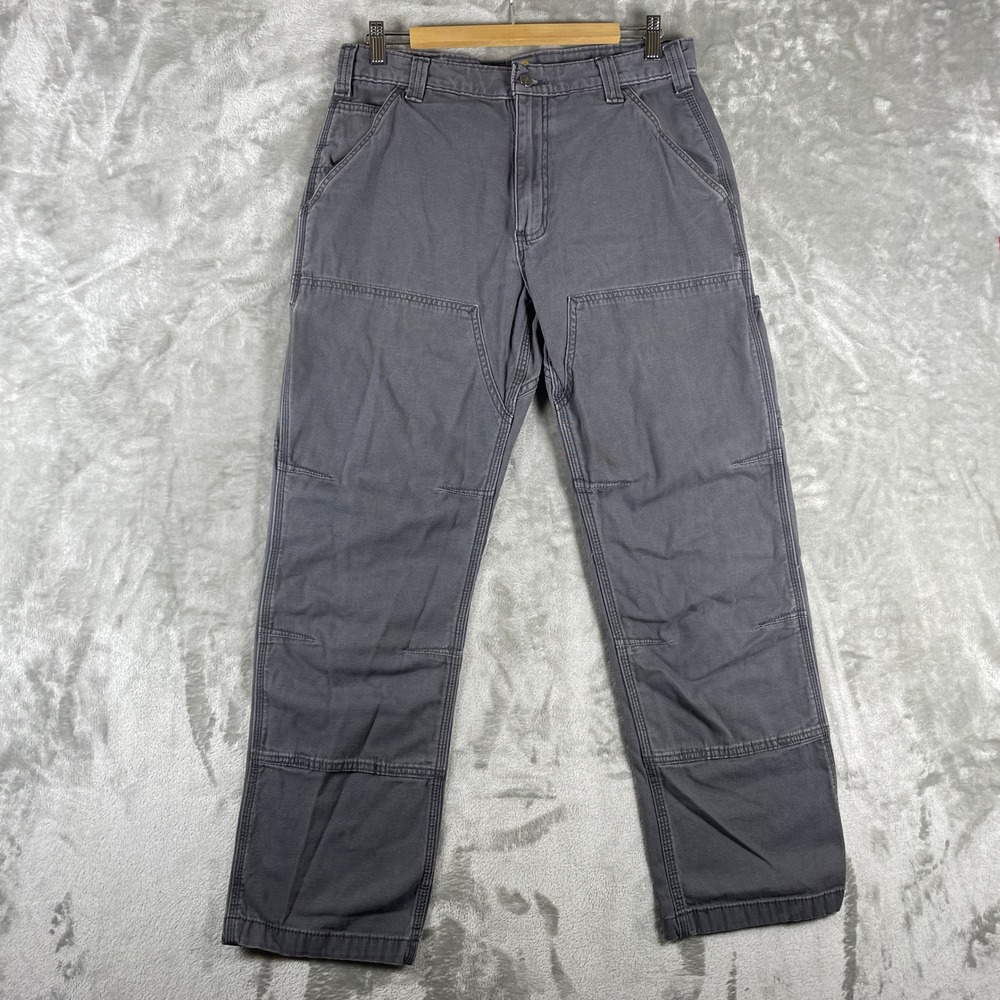 Carhartt Work Pants Men 32x32 Gray Relaxed Fit Double Front Rugged Flex 102802
